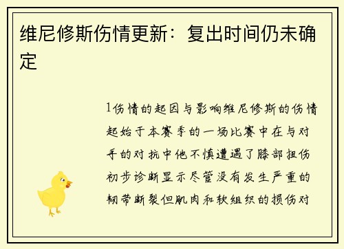 维尼修斯伤情更新：复出时间仍未确定